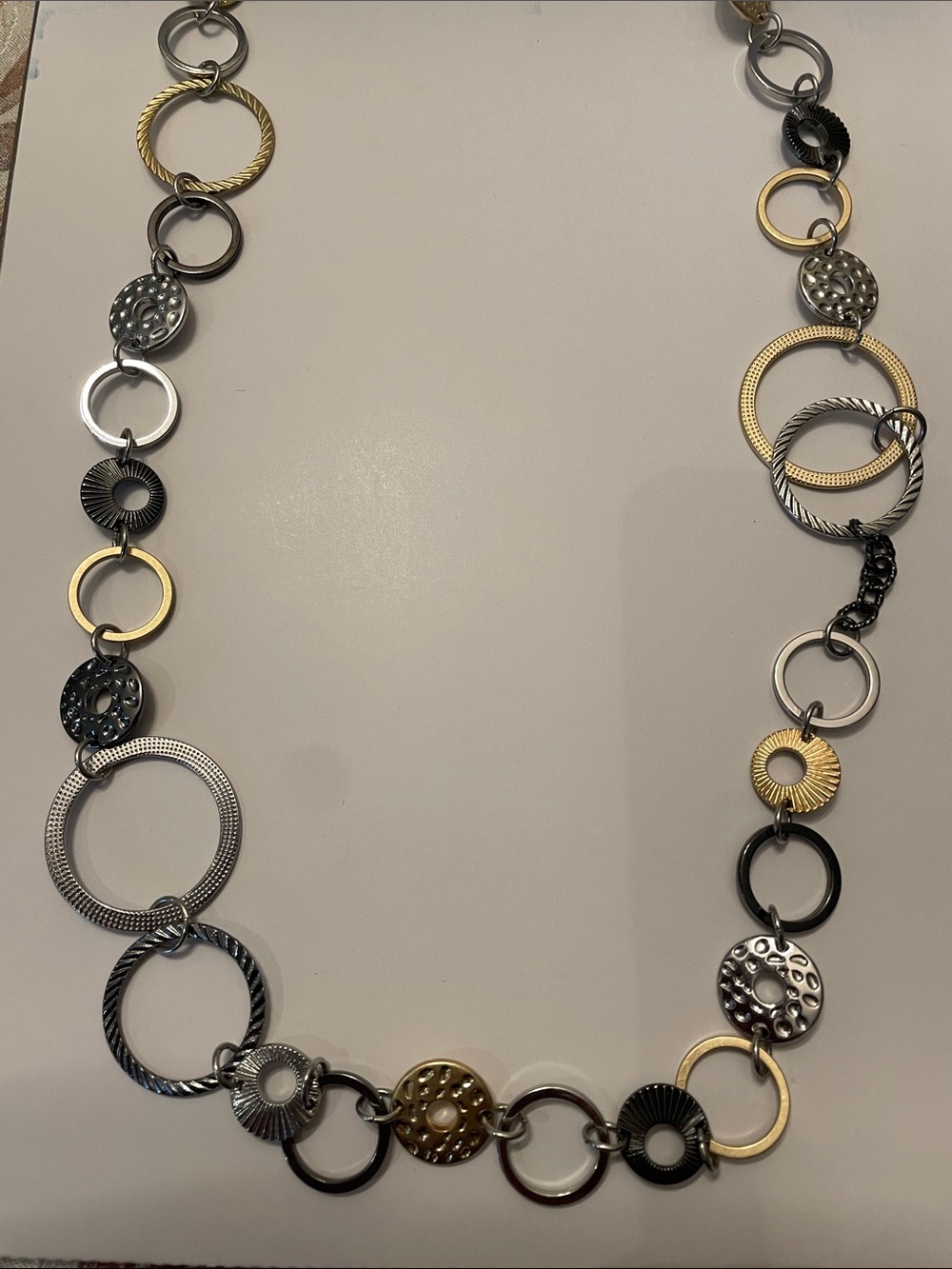 Lia Sophia Mixed Metal Circle Link Necklace in Gold and Silver Tones